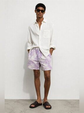 Hudson North Men’s Tie Dye Swim Trunks Shorts XL Purple White